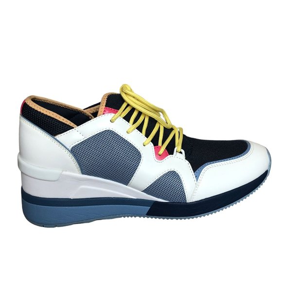 Michael Kors Wedge Trainer Womens 9M Blue White Sneakers Athletic Workout Shoes - Picture 3 of 16